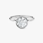 18K Solid Gold 1.00 CT Round Cut Lab Grown Diamond Bezel Engagement Ring - Image 2