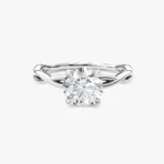18K Solid Gold 1.00 CT Round Cut Twisted Solitaire Lab Grown Diamond Engagement Ring - Image 3