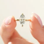 18K Solid Gold 2.00 CT Marquise Cut Solitaire Lab Grown Diamond Engagement Ring - Image 4