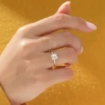 18K Solid Gold 1.00 CT Asscher Cut Natural Diamond Solitaire Engagement Ring - Image 5