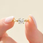 18K Solid Gold 1.00 CT Round Cut Twisted Solitaire Lab Grown Diamond Engagement Ring - Image 5