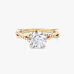 18K Solid Gold 2.00 CT Round Cut Twisted Natural Diamond Engagement Ring with Sidestones