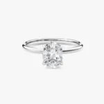 18K Solid Gold 2.00 CT Oval Cut Lab Grown Diamond Hidden Halo Engagement Ring - Image 2