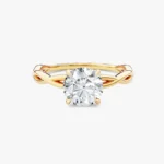 18K Solid Gold 1.00 CT Round Cut Twisted Solitaire Lab Grown Diamond Engagement Ring