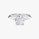 18K Solid Gold 1.00 CT Round Cut Lab Grown Diamond Knife Edge Solitaire Engagement Ring - Image 3