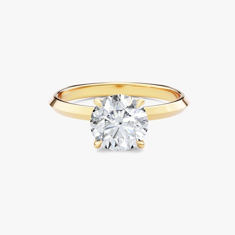 il_794xN.7092823585_cxcc 18K Solid Gold 1.00 CT Round Cut Lab Grown Diamond Knife Edge Solitaire Engagement Ring - Image 1