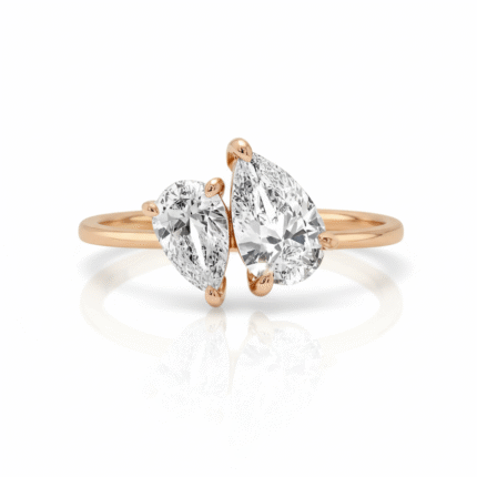 Twin Pear Harmony 18K Gold Natural Diamond Toi et Moi Engagement Ring